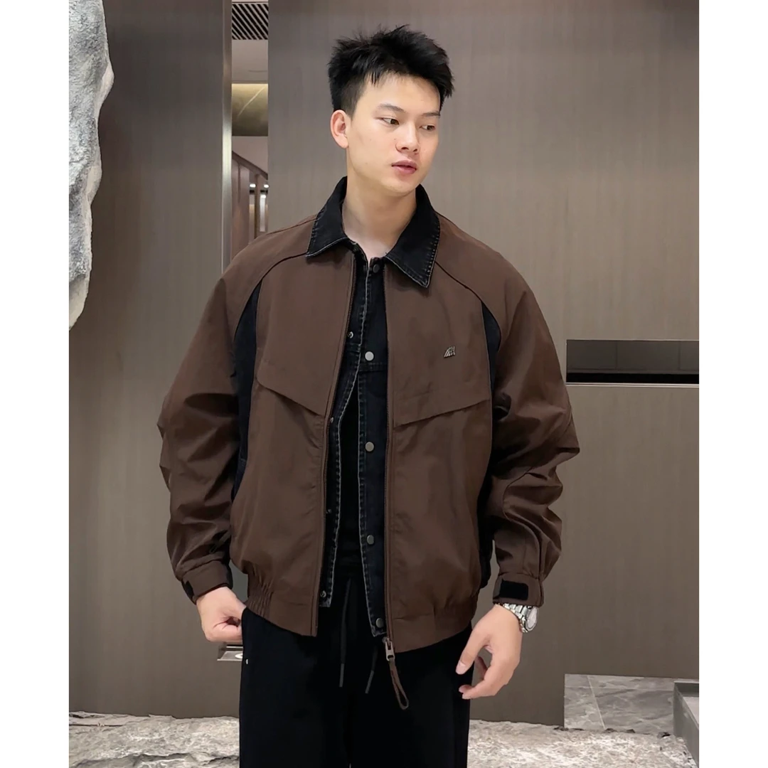 【衣工男】25SS秋冬新款美潮高级感翻领拼接牛仔工装夹克206