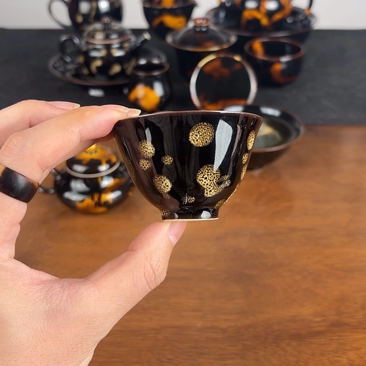 瓷点彩鹧鸪斑小撇口小客杯