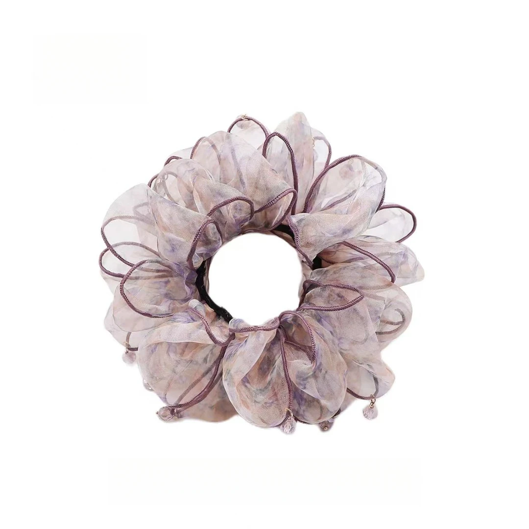 春日仙气双层网纱花朵发圈商品图