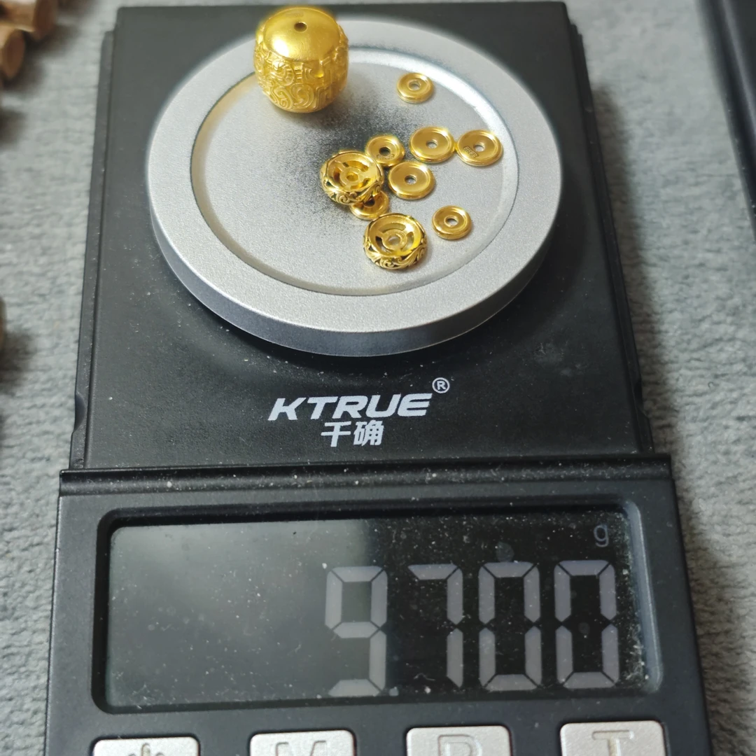 足金999万向轴饕餮珠黄金文玩配饰