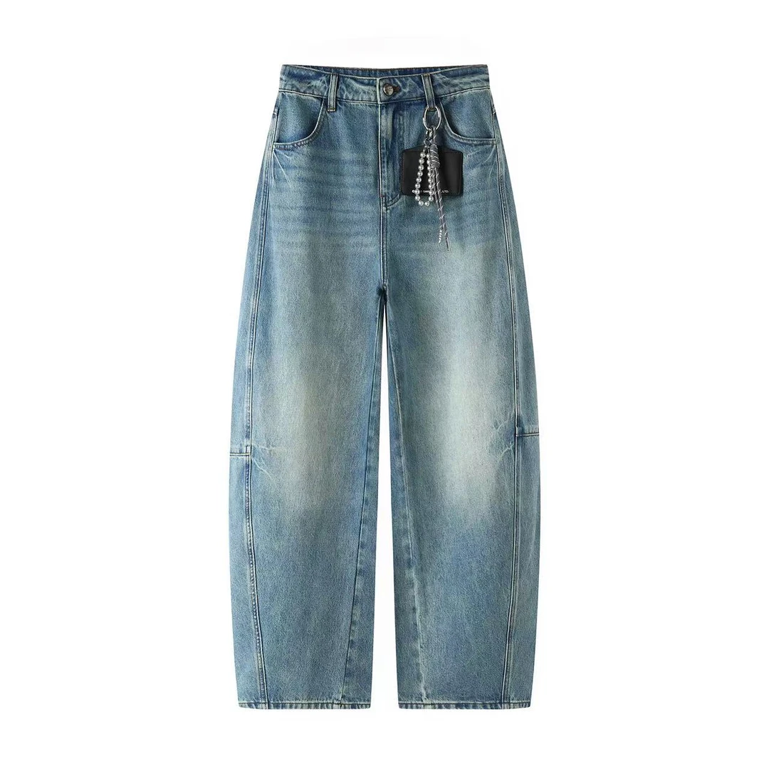 【H065】2025早秋新款复古弯刀裤牛仔裤