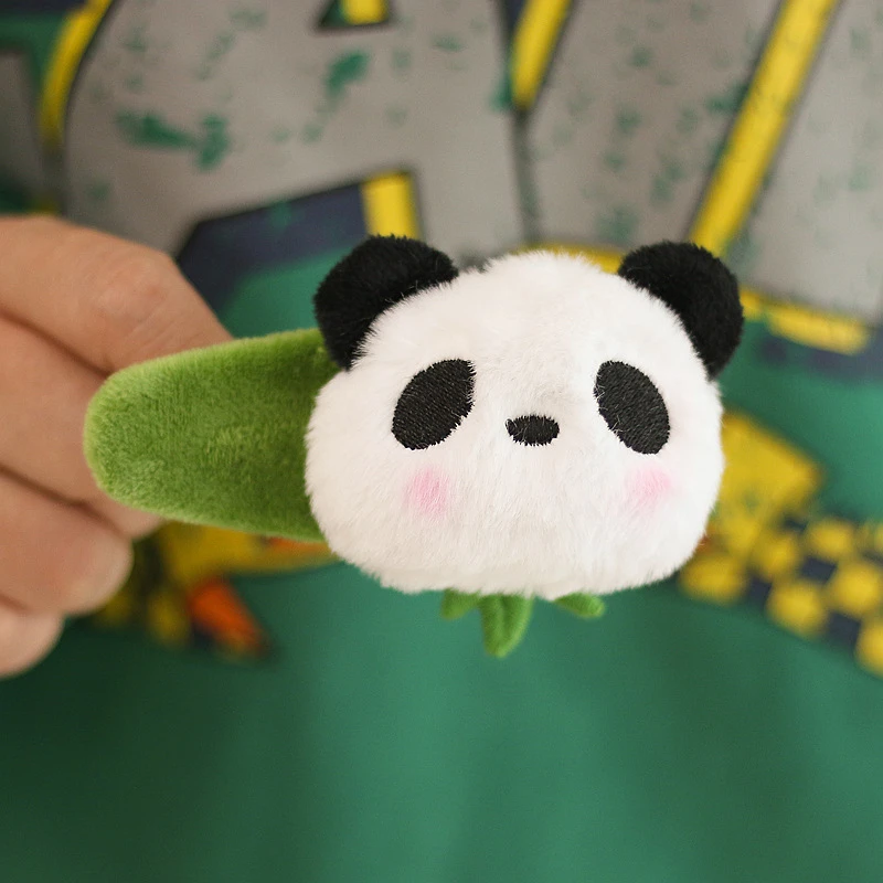 正版可爱熊猫BB夹侧边夹掰掰夹毛绒发夹一字夹发饰成都基地同款萌
