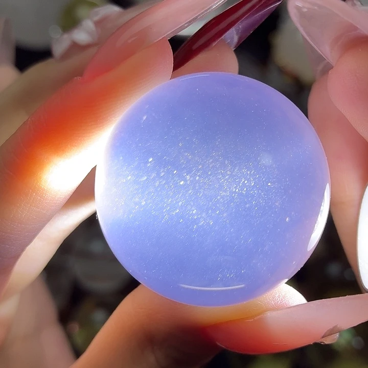 珠宝半成品未镶嵌芙蓉石冰透粉35.5mm