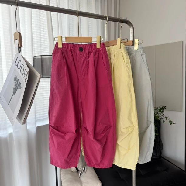 儿童糖果色褶皱九分裤8308