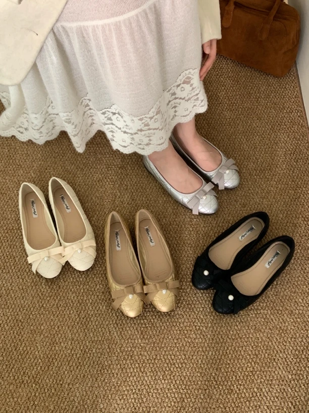 H6013-1 百搭玛丽珍软底春夏法式温柔浅口小香风仙女风晚晚风单鞋