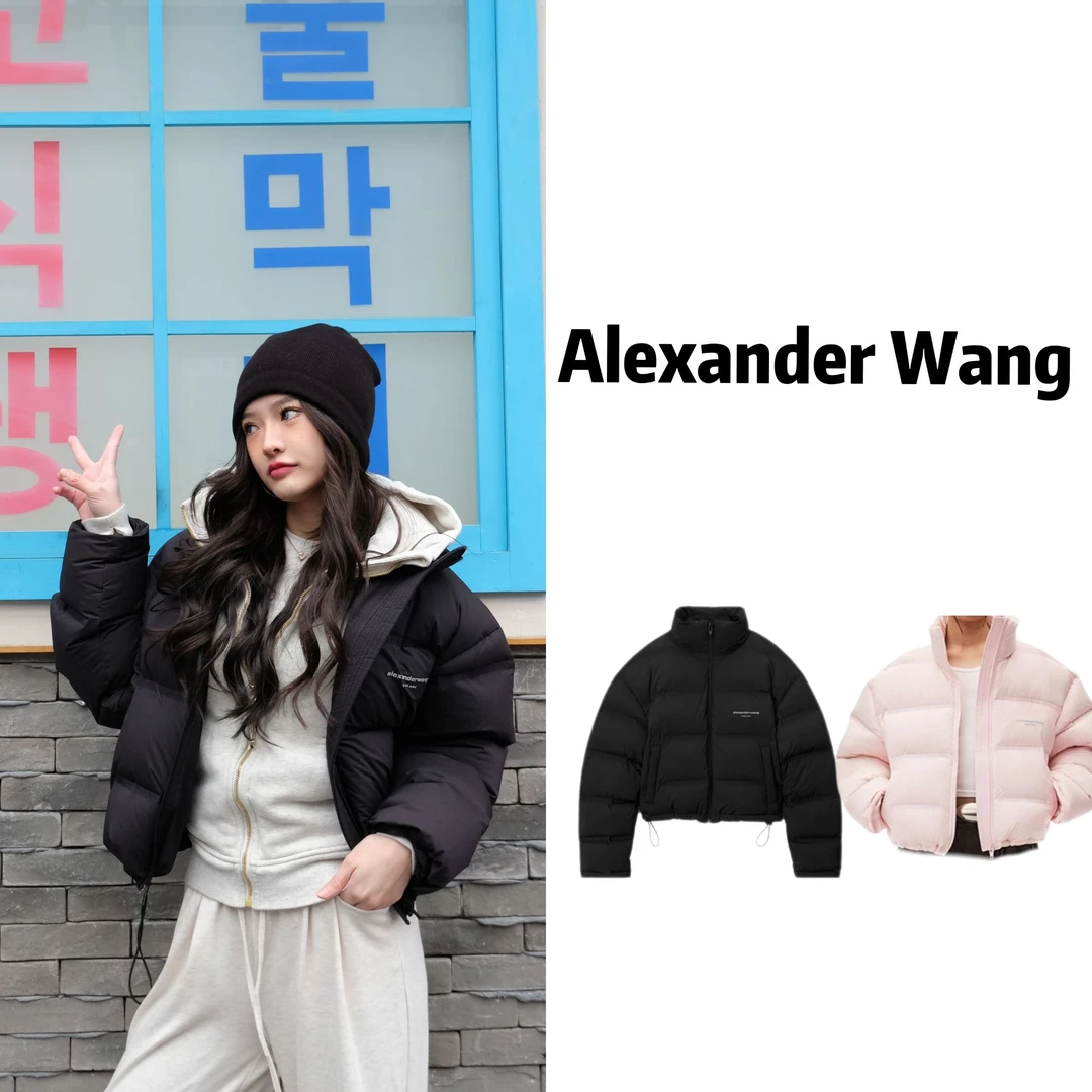 Alexander Wang亚历山大王 时尚立领拉链 徽标短款羽绒服夹克外套