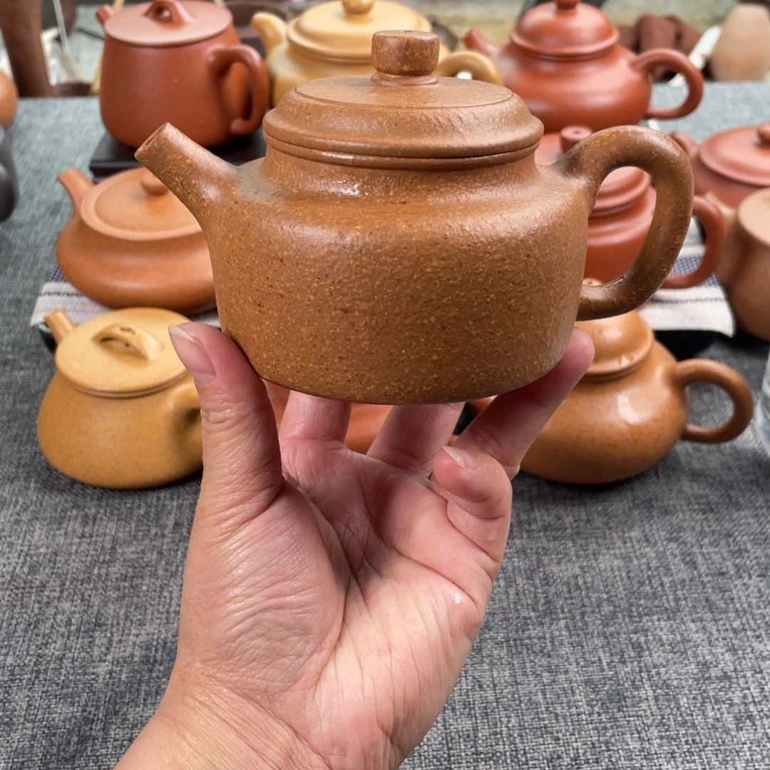 紫砂茶壶黄降坡德钟半手16目220