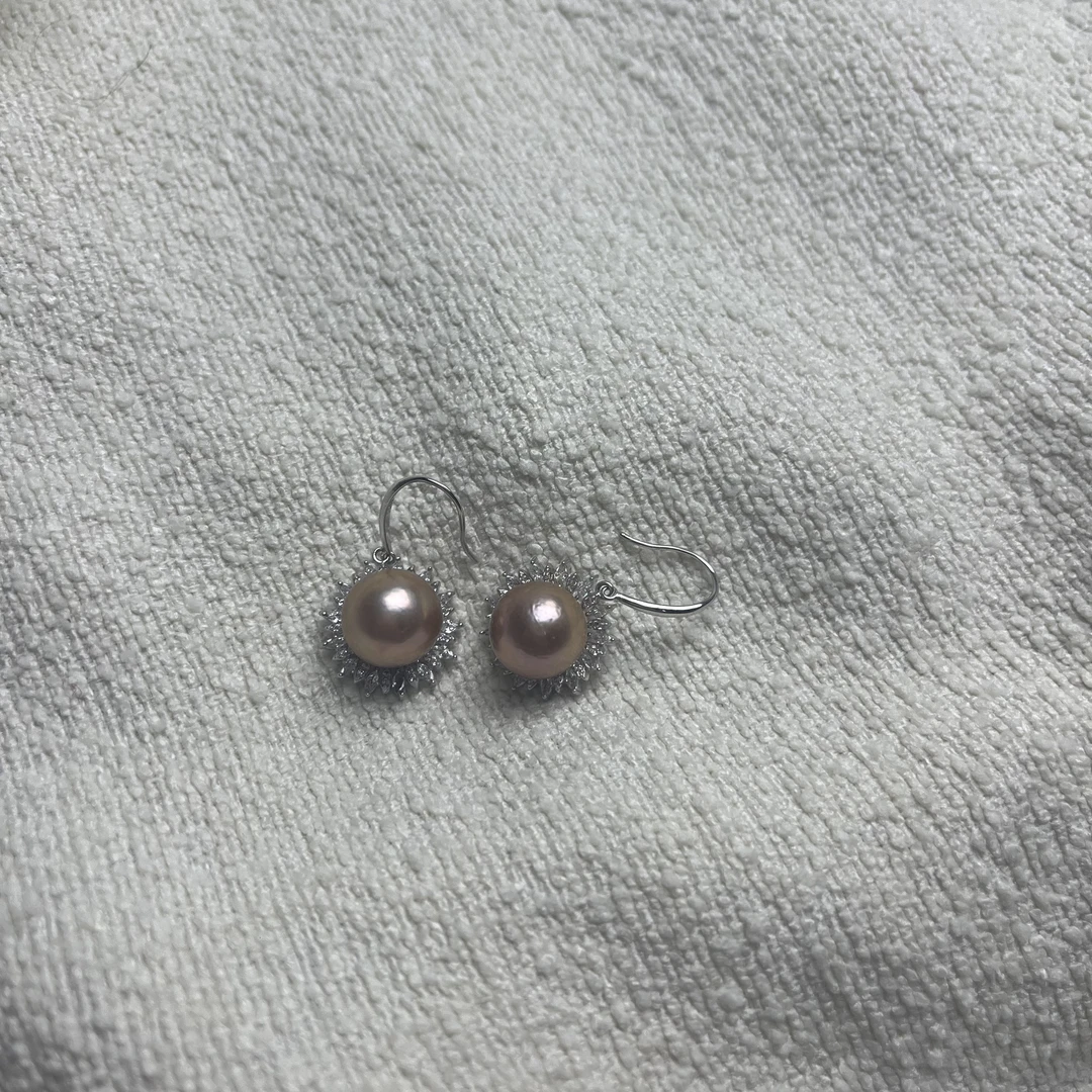 满锆耳钩款淡水珍珠