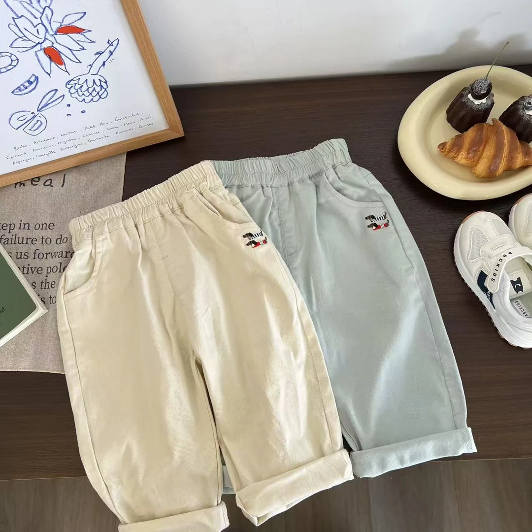 儿童春秋韩版刺绣小狗时尚休闲裤H1933