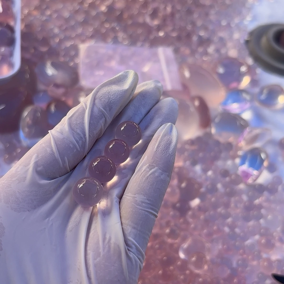 飯***^水晶珠宝半成品未镶嵌天然粉水通孔，打孔不退换