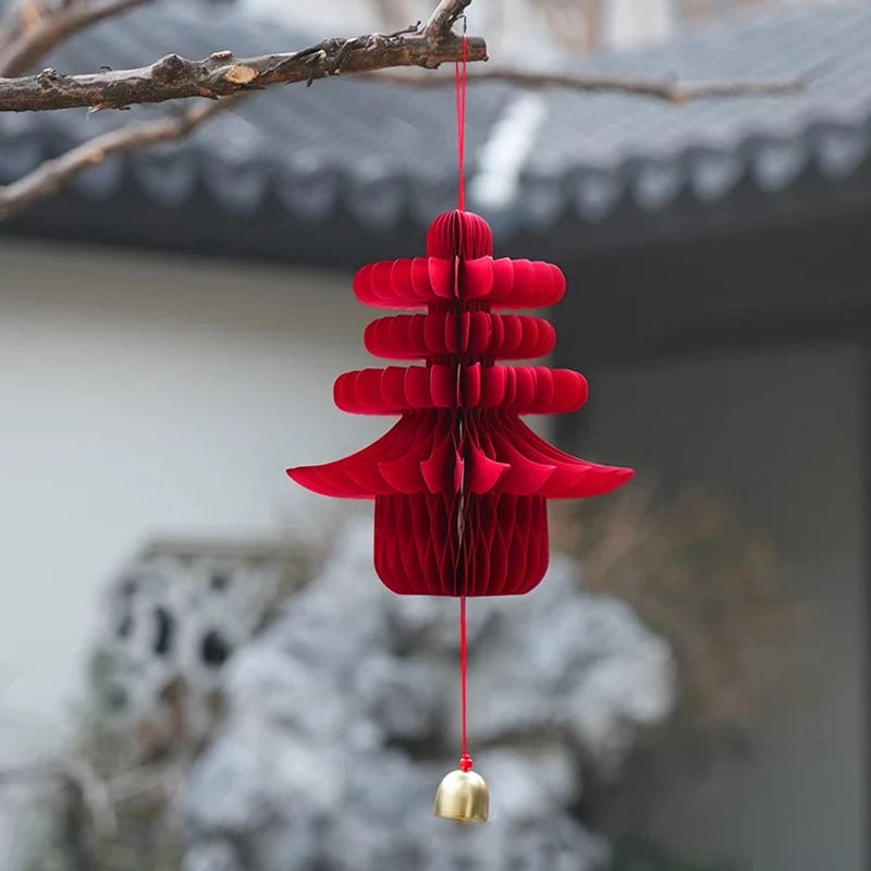 清照优品2025年蛇年中式春字立体蜂窝铜铃铛春节挂饰装饰布置挂件