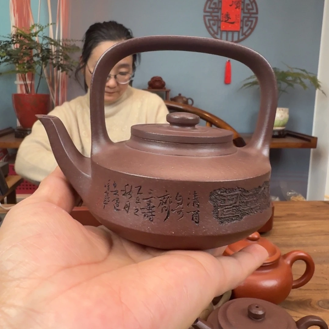 紫泥茶壶原矿全砂老紫泥提璧
