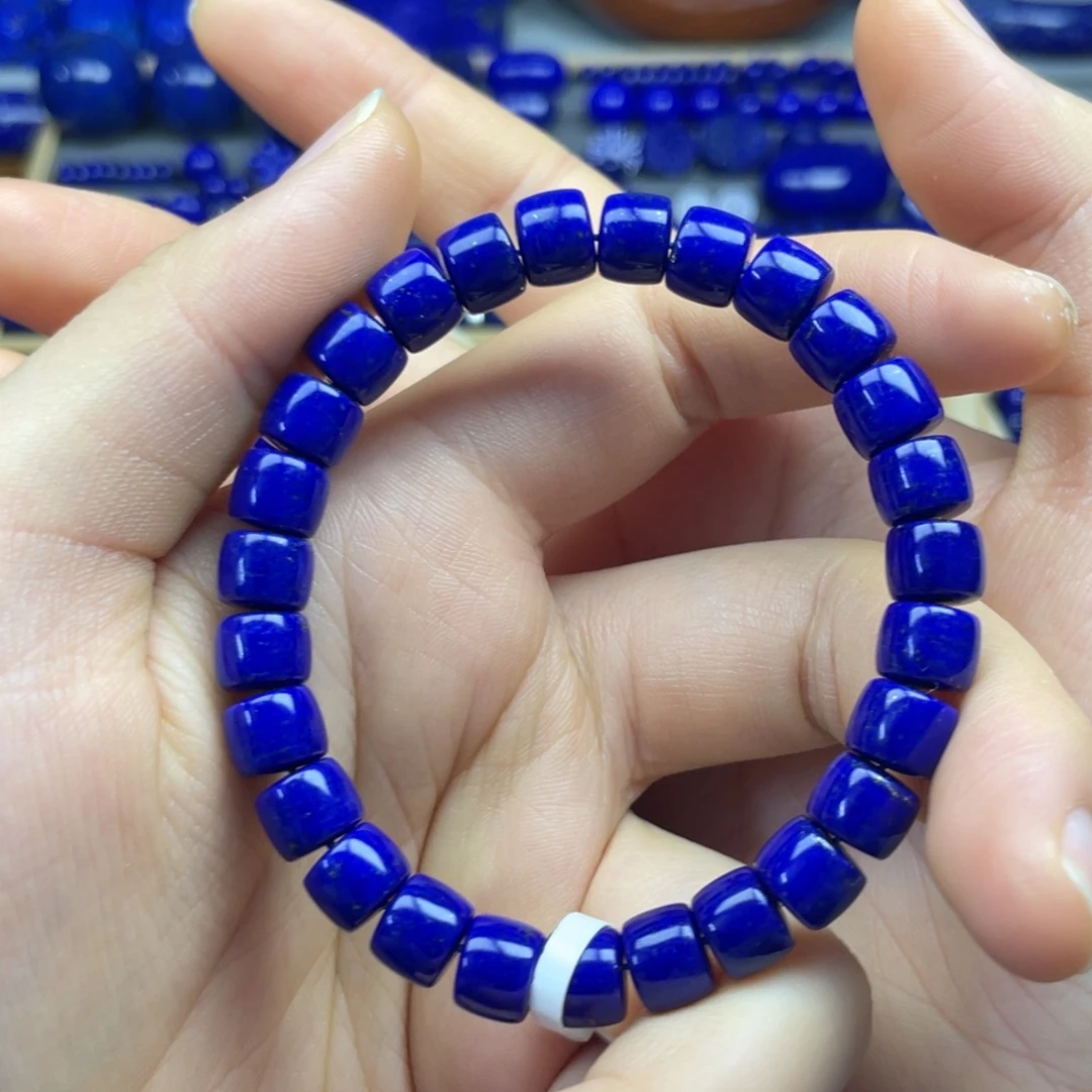 青金石未镶嵌直切手串8+