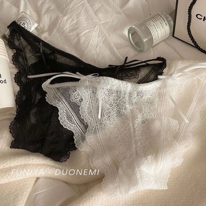 法式纯欲性感蕾丝夏季女士内裤低腰棉裆少女甜美诱惑透视三角裤头