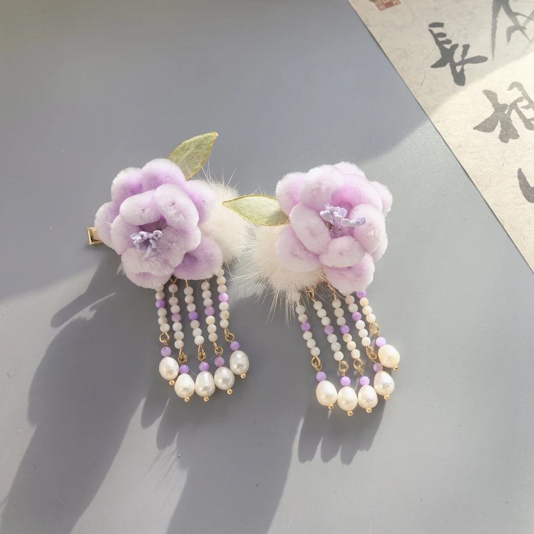 古风紫胖子对夹发夹