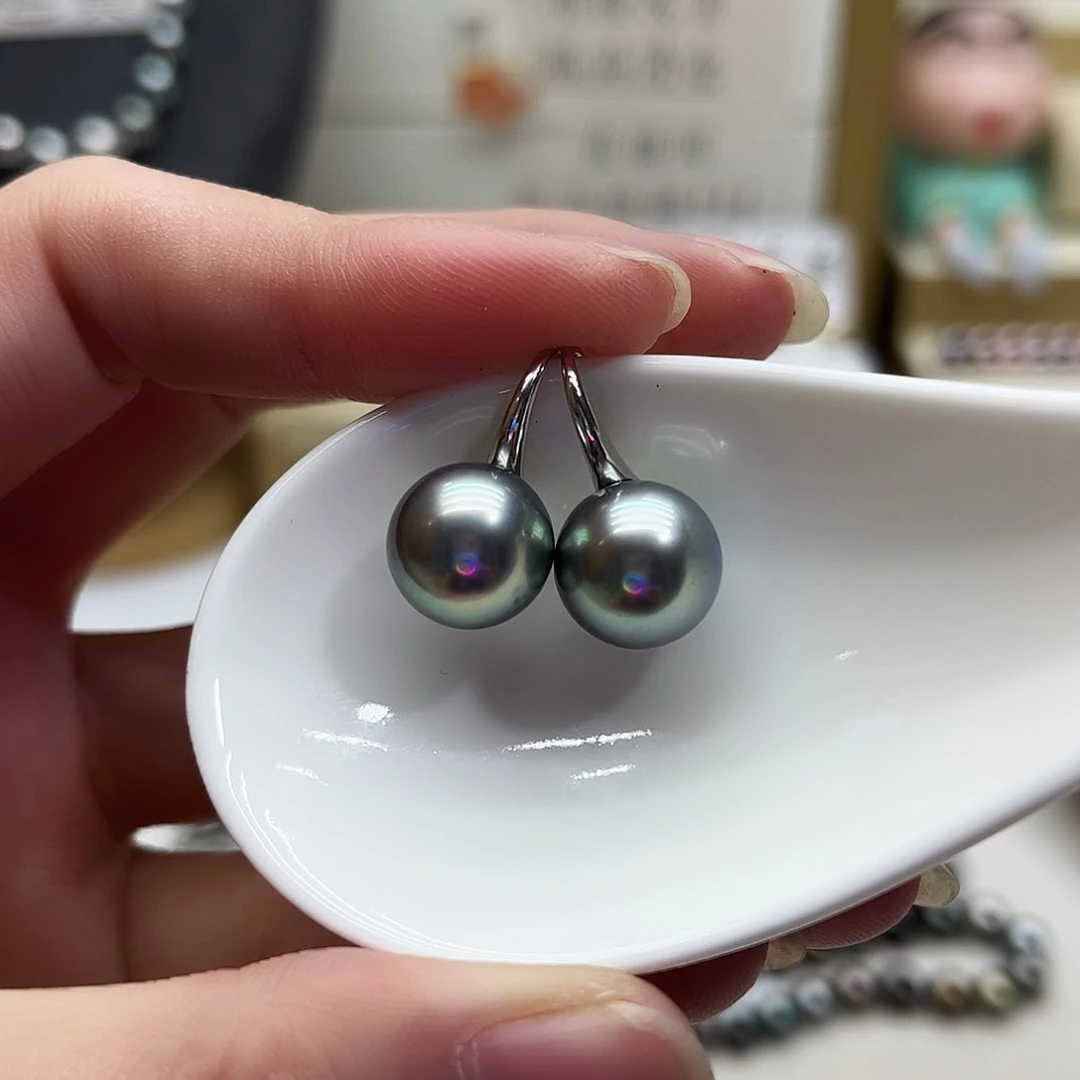 海水珍珠银S925镶嵌耳饰