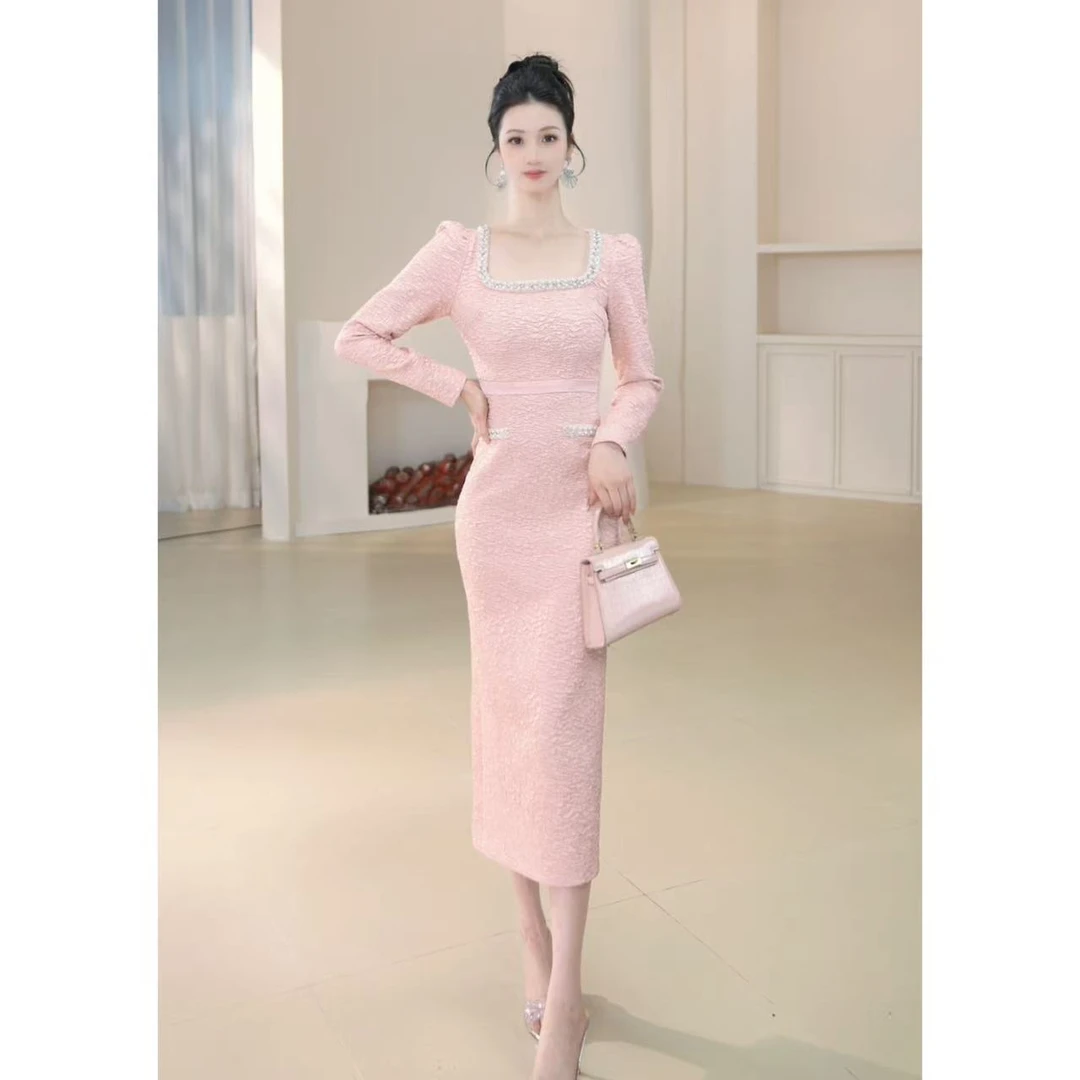 沐子的轻奢私藏【Mu/zi65471】气质复古收腰包臀名媛优雅宴会连衣裙