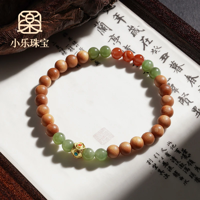 可盘玩中性风和田玉文玩木串女式手链多样性发一-10751