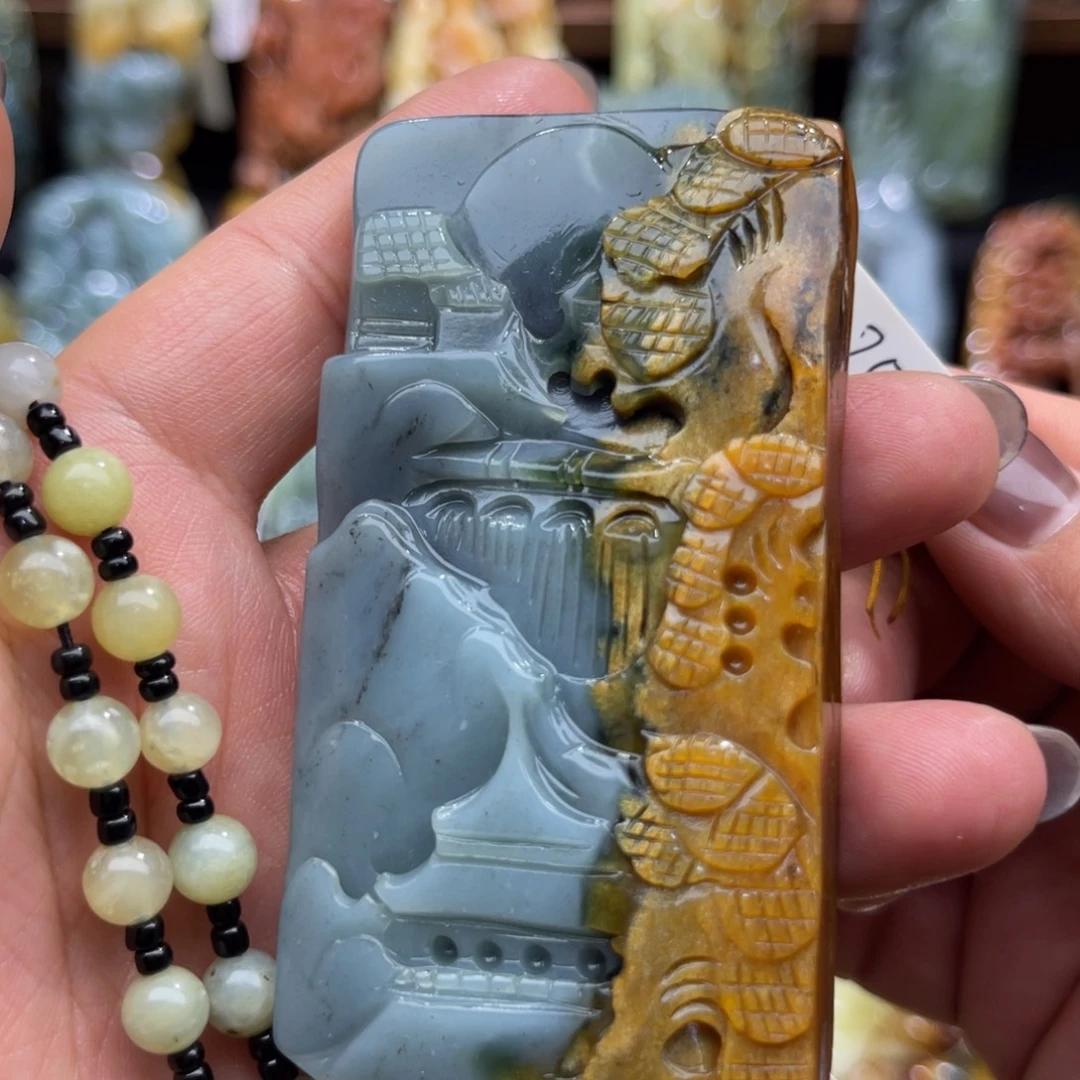 蛇纹石玉未镶嵌吊坠(赠链)