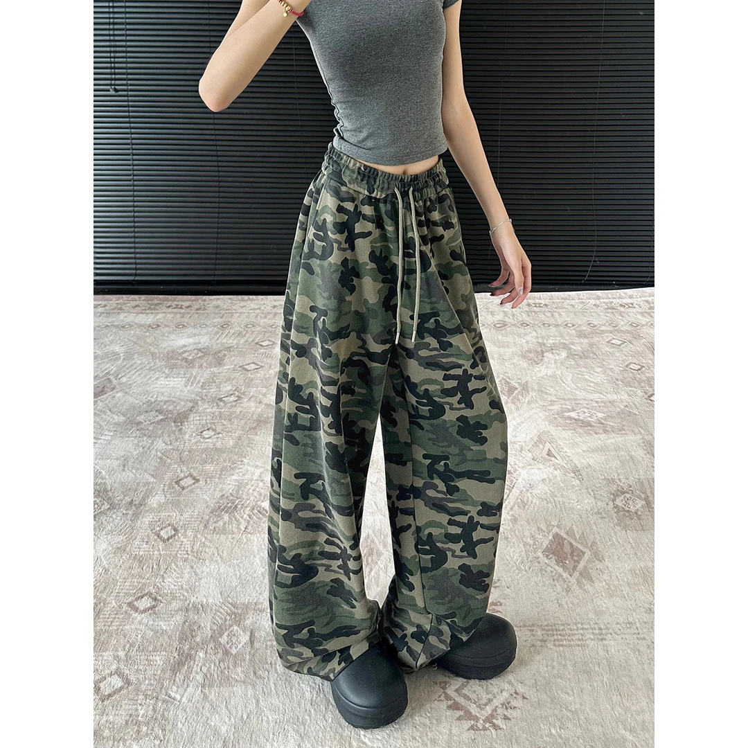York Zoom秋季美式重磅迷彩卫裤裤水洗宽松长裤运动休闲裤拖地裤