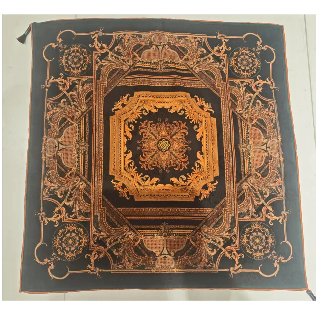 【L11】宫丽65x65cm6A纯100桑蚕丝香云纱冠乐绉丝巾复古双面