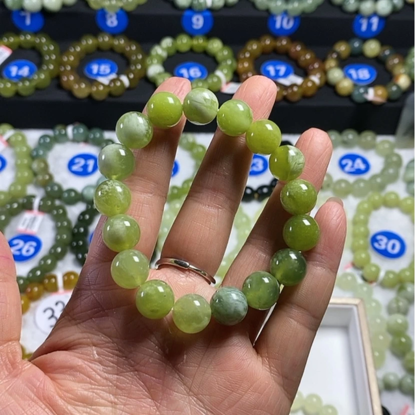 【闪购商品】蛇纹石玉手链未镶嵌闲***?