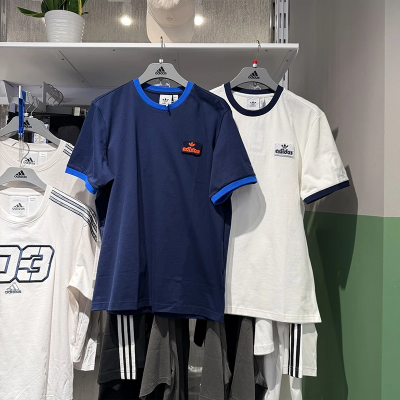 Adidas阿迪达斯三叶草男25夏新款运动复古纯棉撞色短袖T恤JX2637