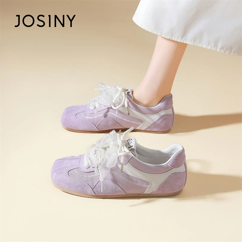 卓诗尼芭蕾德训鞋女生2025春季新款复古休闲板鞋系带运动阿甘鞋女