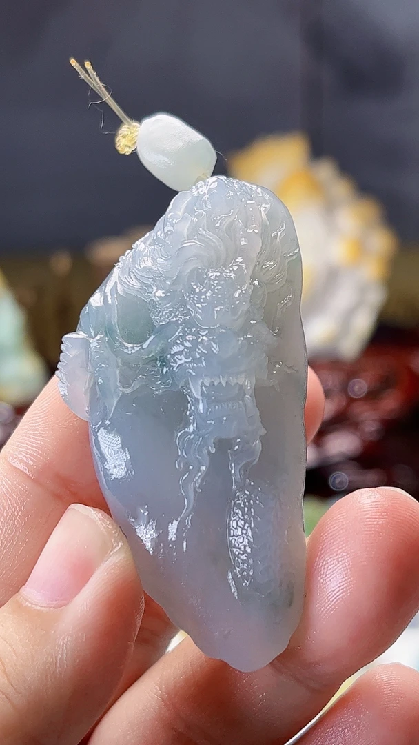 天然缅甸翡翠冰胶龙牌毛货买断需抛光 尺寸58.3x27.6x17.1