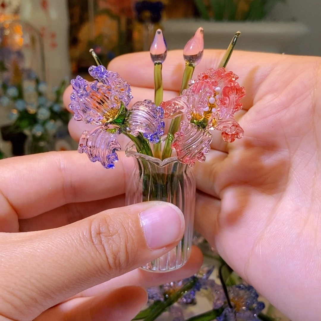 琉璃手工艺品红蓝色