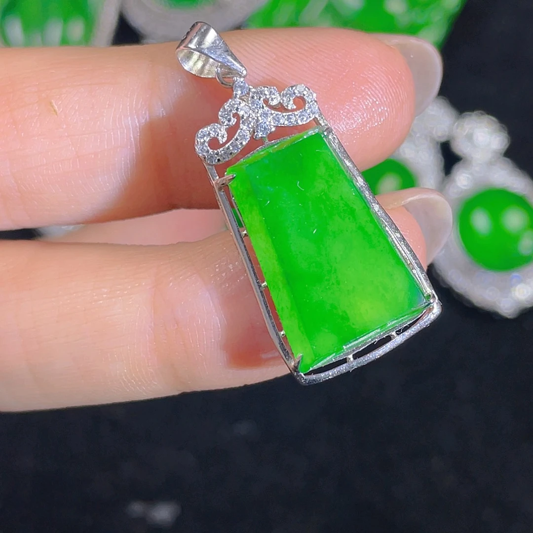 翡翠吊坠(不含链)银S925镶嵌