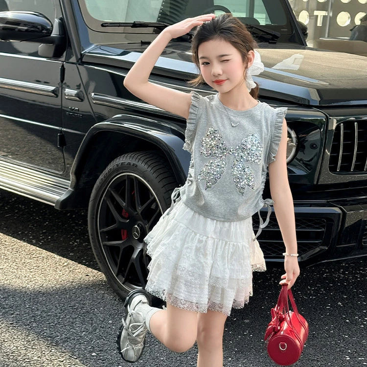 女童超好看裙子套装夏季2025新款女孩大童炸街夏装女童夏装套装