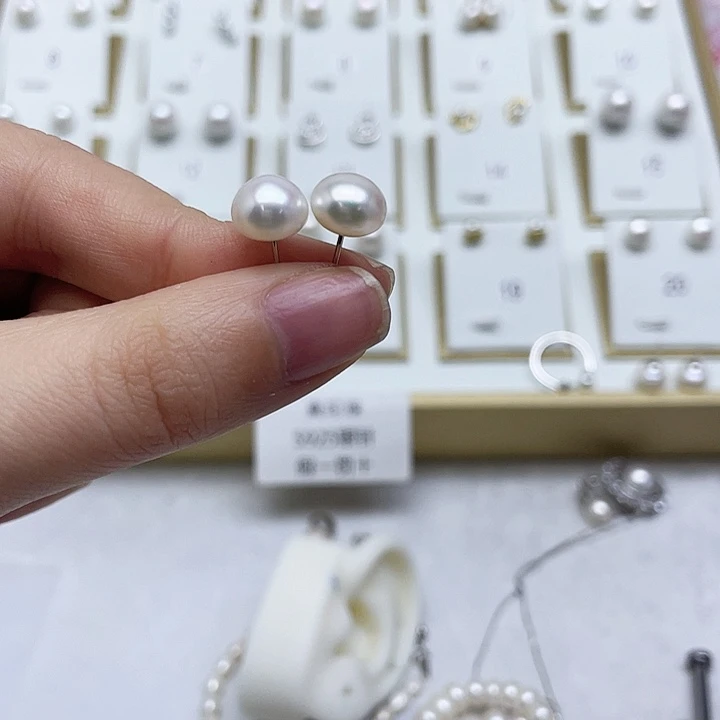 淡水珍珠耳饰银S925镶嵌春**里