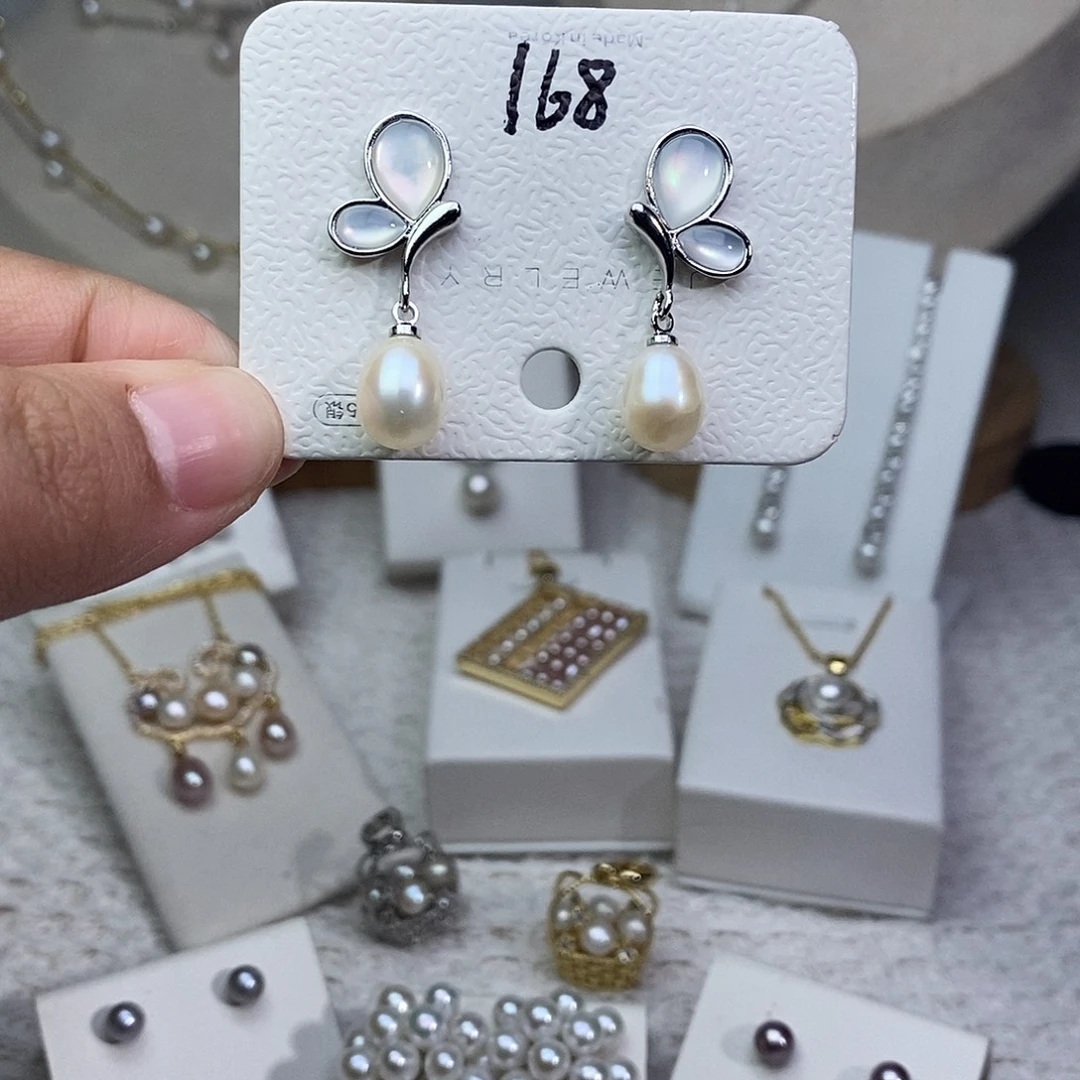 耳饰淡水珍珠银S925镶嵌