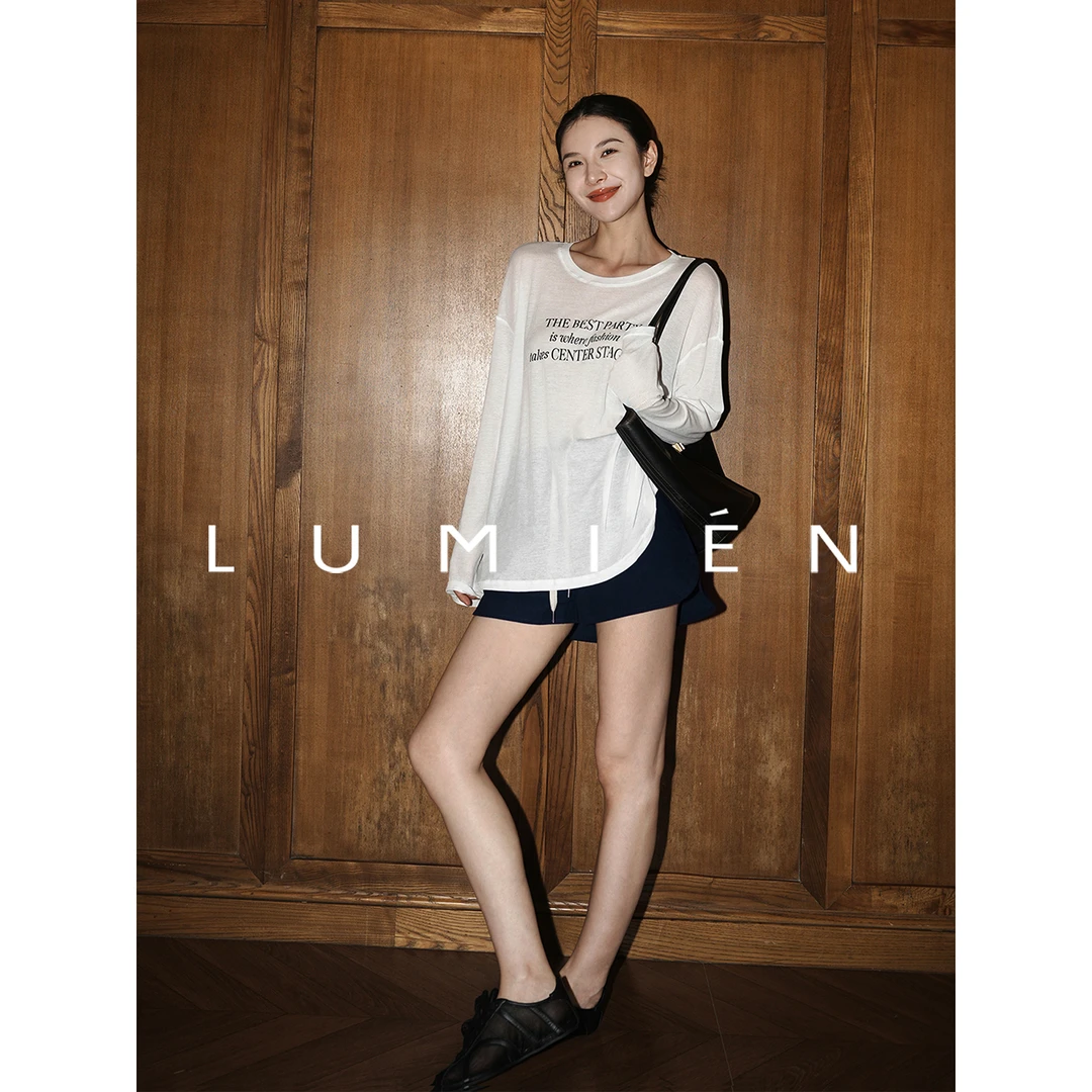 现货【LUMIEN】“派对主角”圆领微透时尚百搭印花T恤LX5ESS02