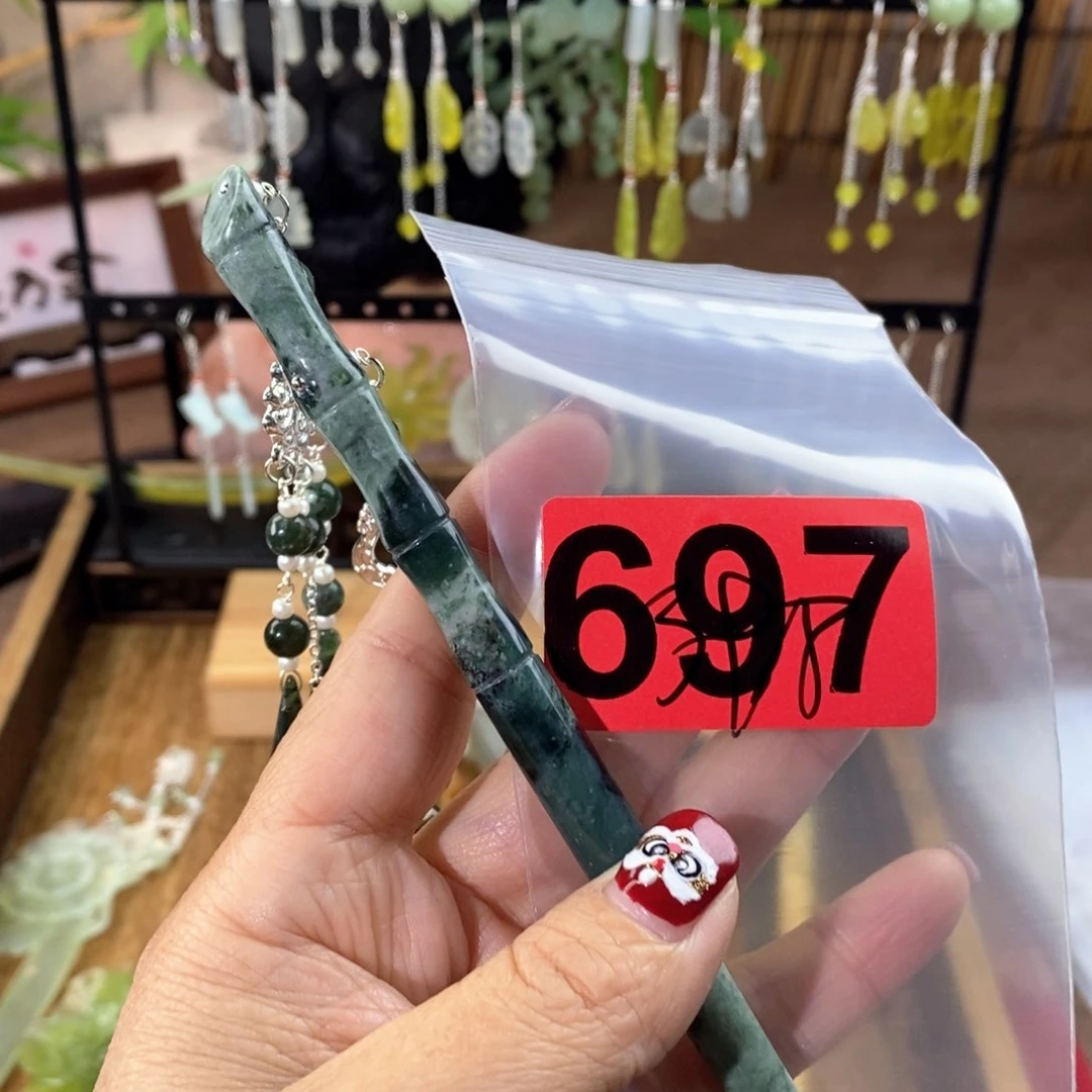 蛇纹石玉玉簪合金梁*嘀