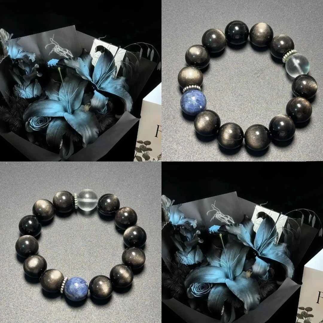 【蓝黛萦香】小火山黑曜银曜金耀情侣款设计手串