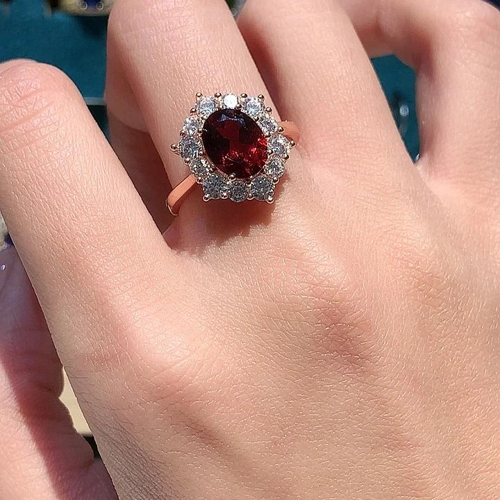 石榴石戒指银S925镶嵌