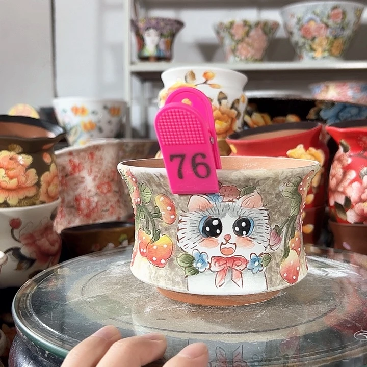 景德镇手绘花盆幸运花盆