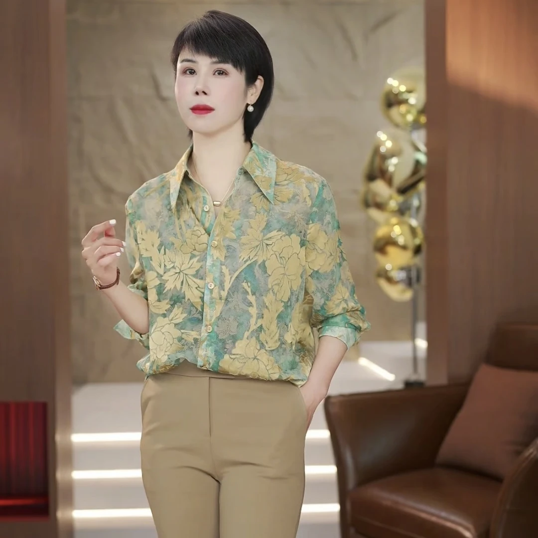 【渲渲推荐】QQ-99025春季2025新款休闲宽松花纹衬衣