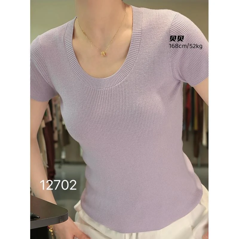 12702（部分无水洗唛，介意慎拍）WANGDAN新款净版U领短袖
