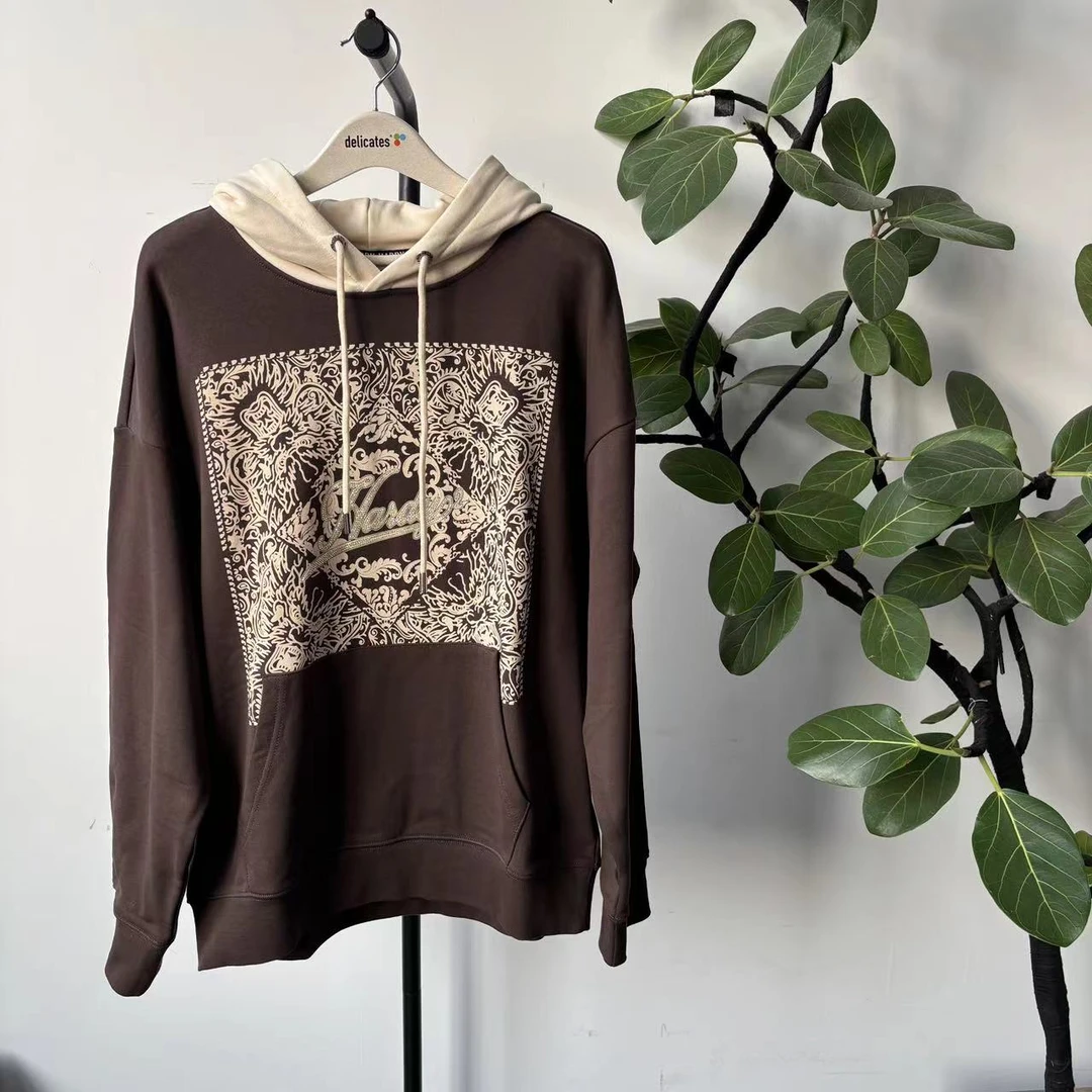 O-37 H2 潮牌中性春季拼色字母烫钻连帽套头卫衣 KD353