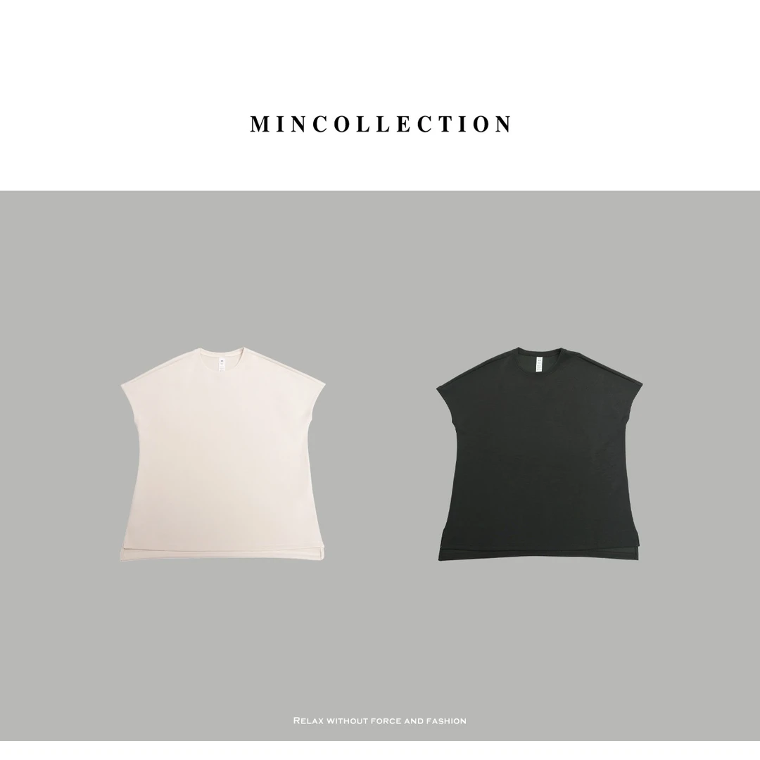 小飞袖/砂洗莫代尔柔软舒适侧开叉显瘦T恤55804