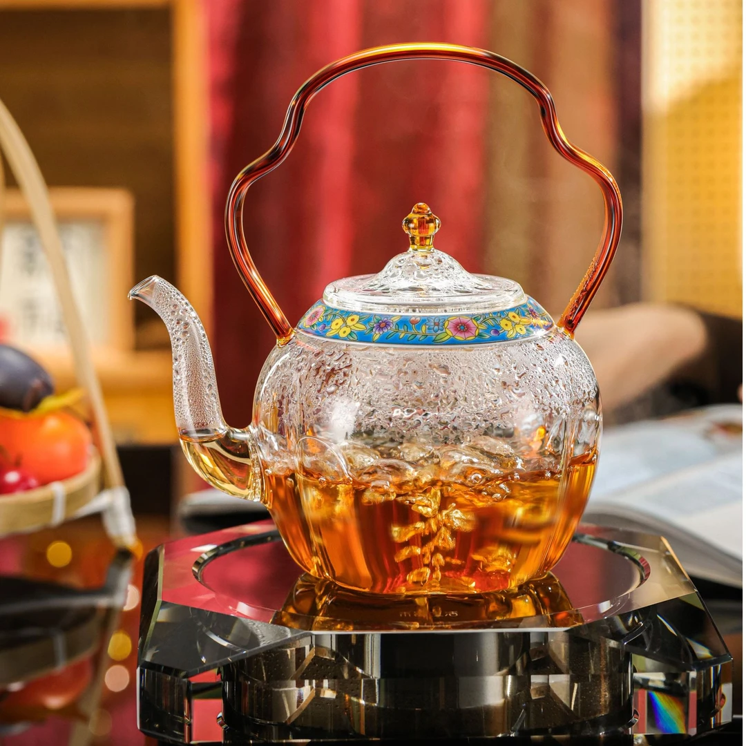 禾器海棠壶透明煮茶壶s级高硼硅玻璃烧水壶容量：760ml泡茶壶茶具