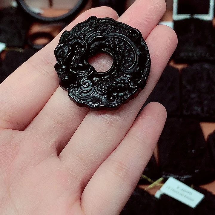翡翠未镶嵌颈饰天然a货钢琴黑特色题材挂件