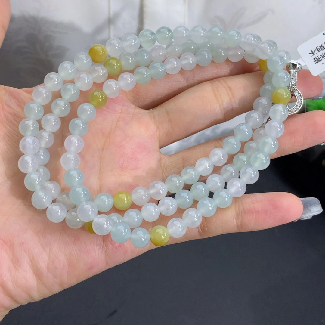 翡翠未镶嵌手串卡6冰胶马卡龙项链