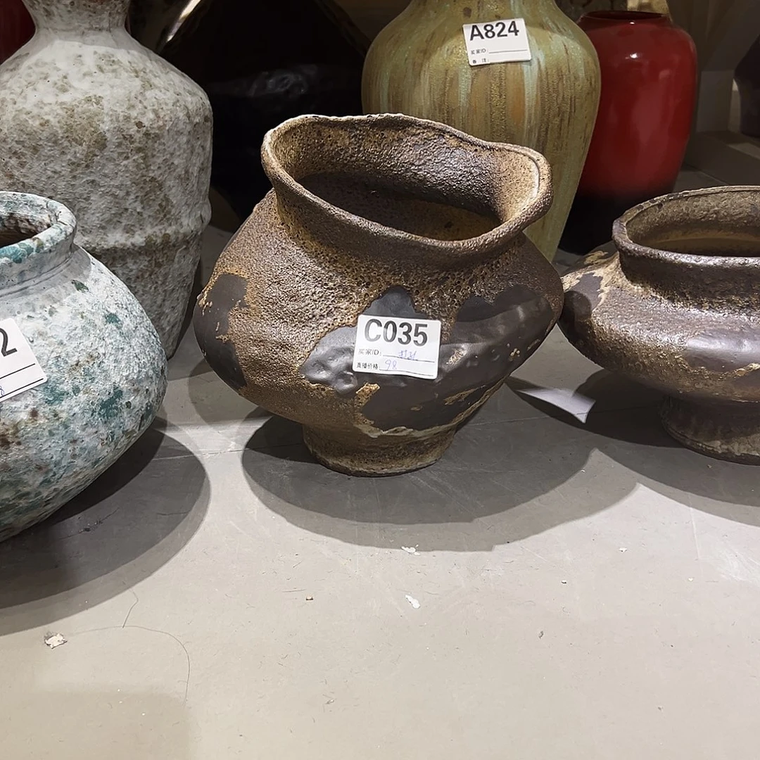 清***园瓶C035高23口13-14陶瓷花瓶已打孔