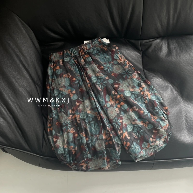 【文文妈】2025新款森系复古时尚百搭裤防蚊裤夏季裤子hypd2460