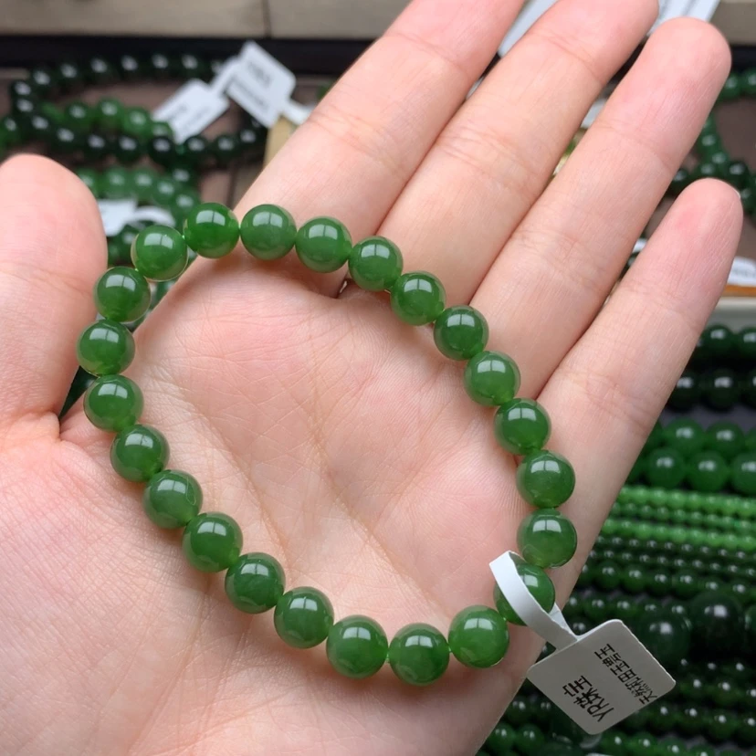 【闪购商品】未镶嵌手串和田玉（碧玉）8m辣绿