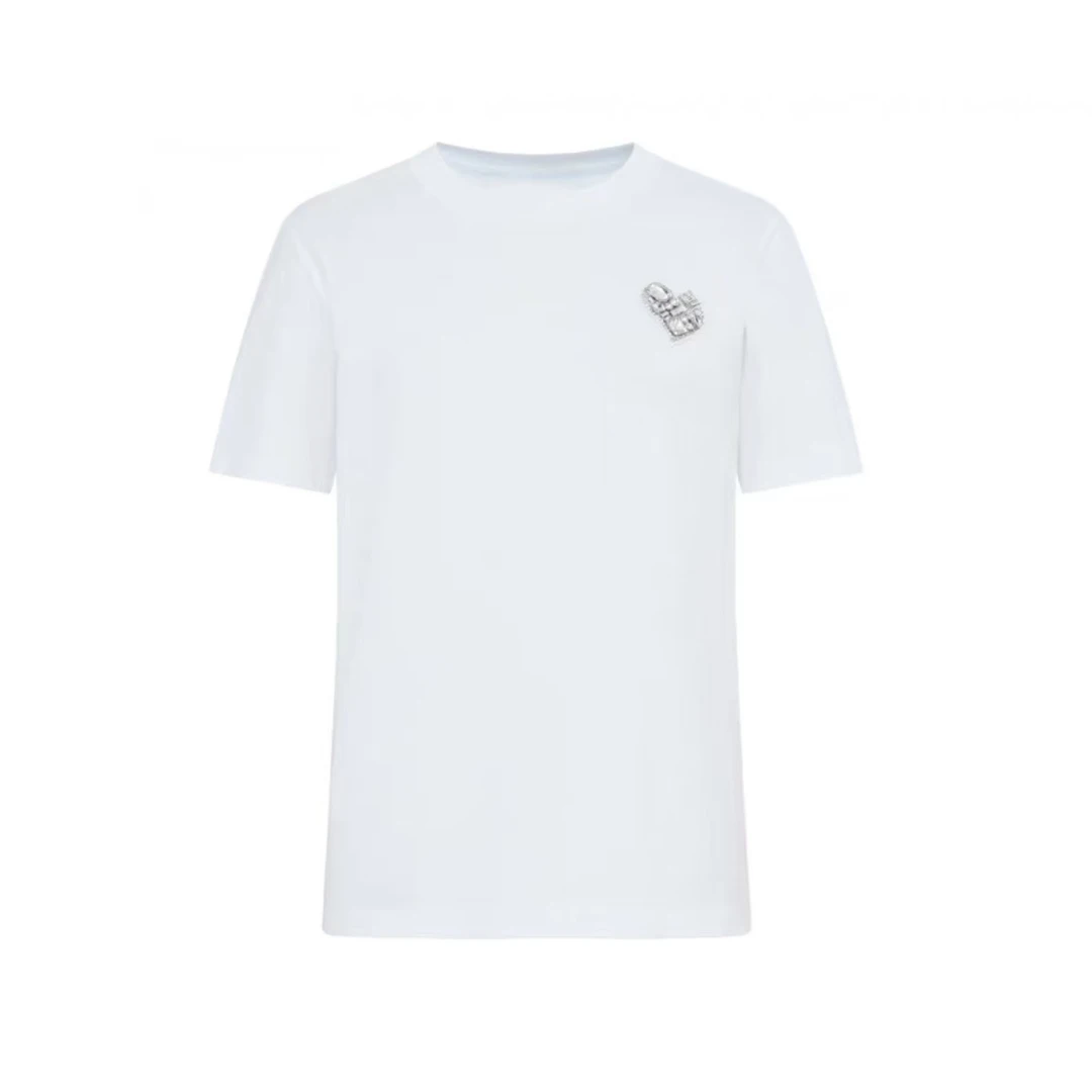 1688【抗菌防螨】春夏爱心钉钻刺绣短袖棉质T恤